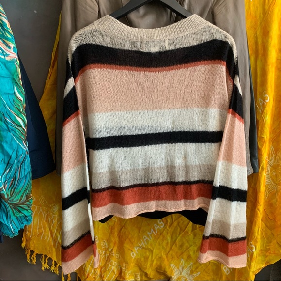 WILDFOX Long Sleeve Stripes Sweater Size S Multicolored Thin Knit Sahara Phoebe - Picture 9 of 10
